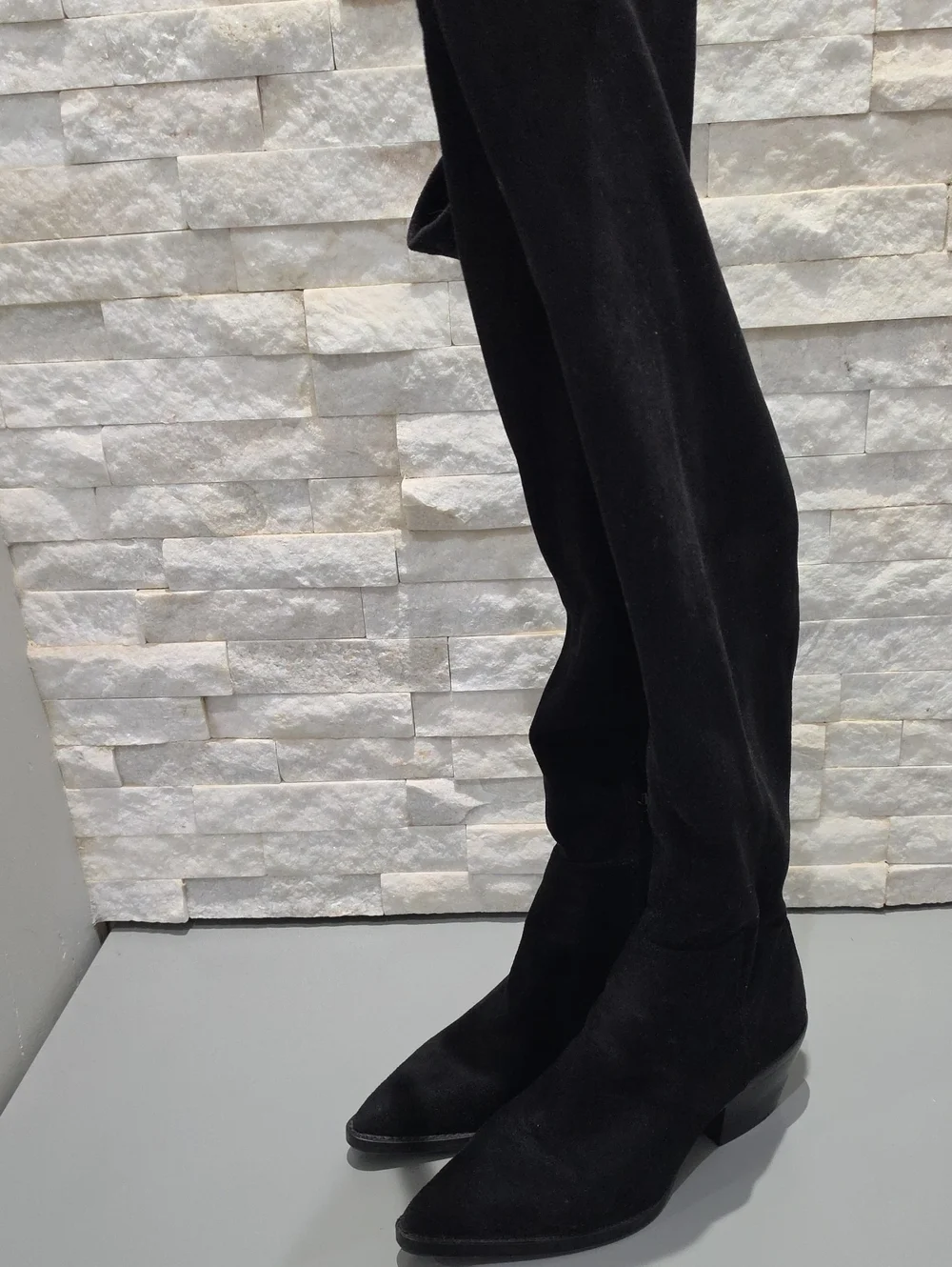 Gianni Bini Black Suede Over-the-Knee Pointed-Toe Boots
